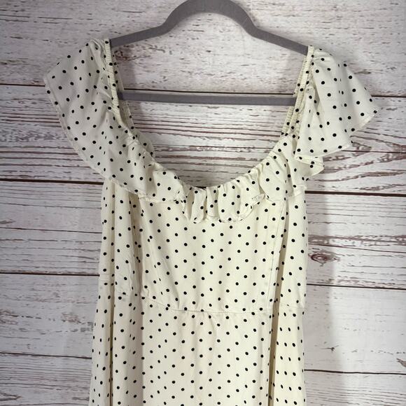 Old Navy Women's Ivory Black Dot Ruffle Cami Dress Size Large - Picture 2 of 11